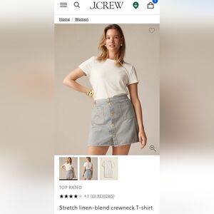 J. Crew Ivory Stretch Linen Blend Crewneck T-shirt Size S -- NWT